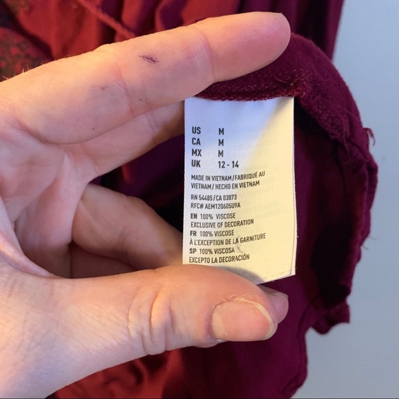 American Eagle Women’s Burgundy Peasant Top - Picture 8 of 13